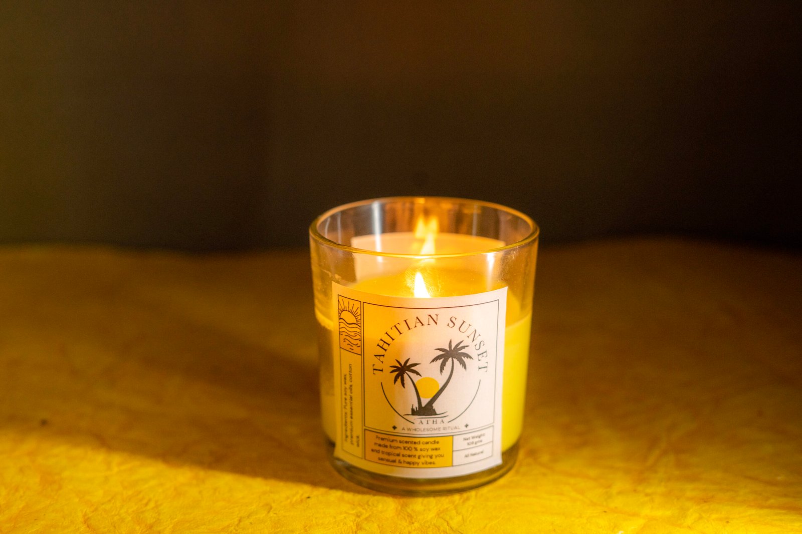 Tahitian Soy Wax Candle by Atha in elegant glass jar